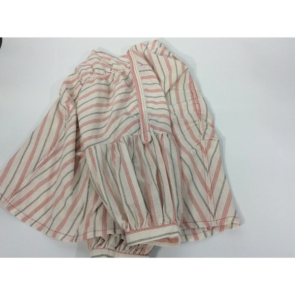 BluHeaven Umgee Women's L Red White Black Stripe Top Bishop Sleeve Button Down - Picture 4 of 9